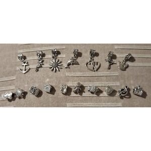 Lot Of 17 Charms(7) & Spacers(10) Silver Tone For Charm Bracelet Tibetan Silver